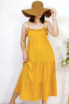 Riza Swiss Dot Ruffle Dress