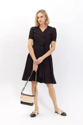 Rochelle Notched Lapel Self Tie Midi Dress