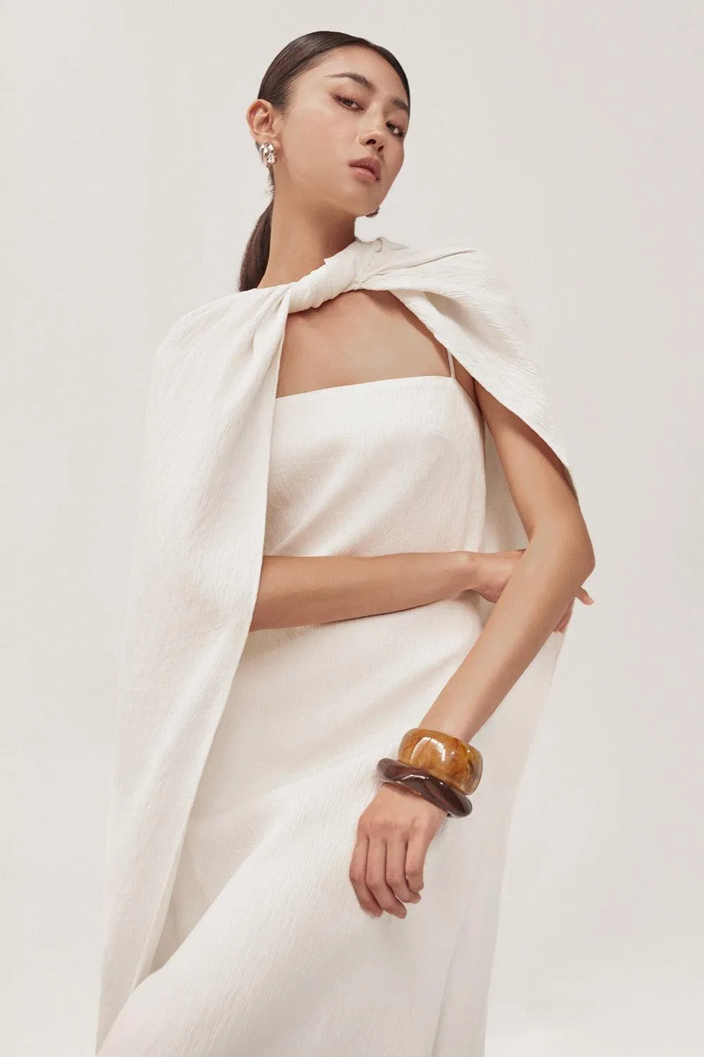 Roise A-line Sleeveless Ribbed Burlap Midi Dress
