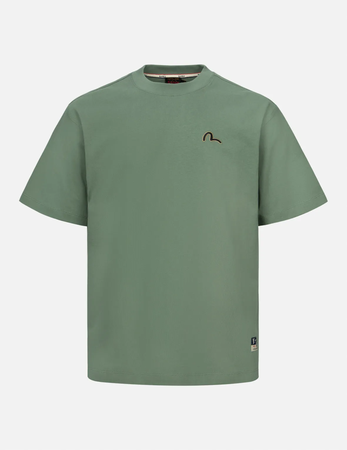 Seagull Embroidery and Carp Print Relax Fit T-shirt