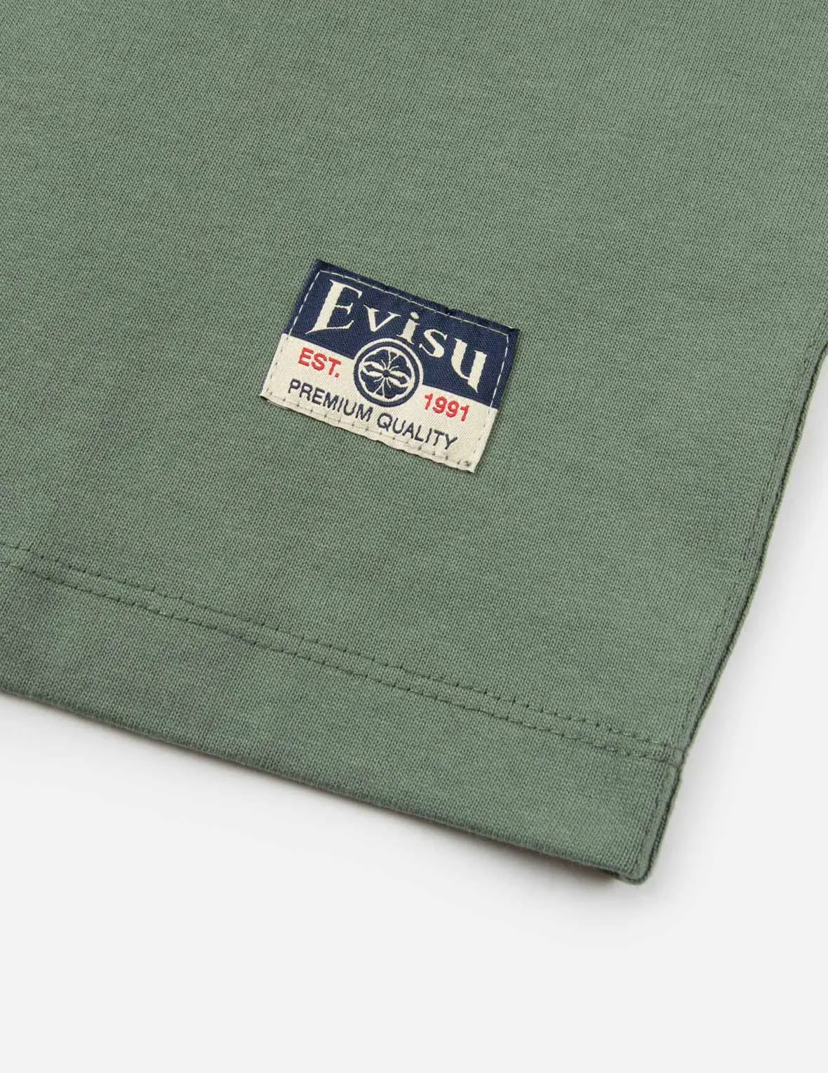 Seagull Embroidery and Carp Print Relax Fit T-shirt