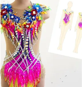 #SK02 Custom Professional Dance-  Artistic - Ice Skating- Rythmic Gymnastics - Calisthenics Competion Leotards