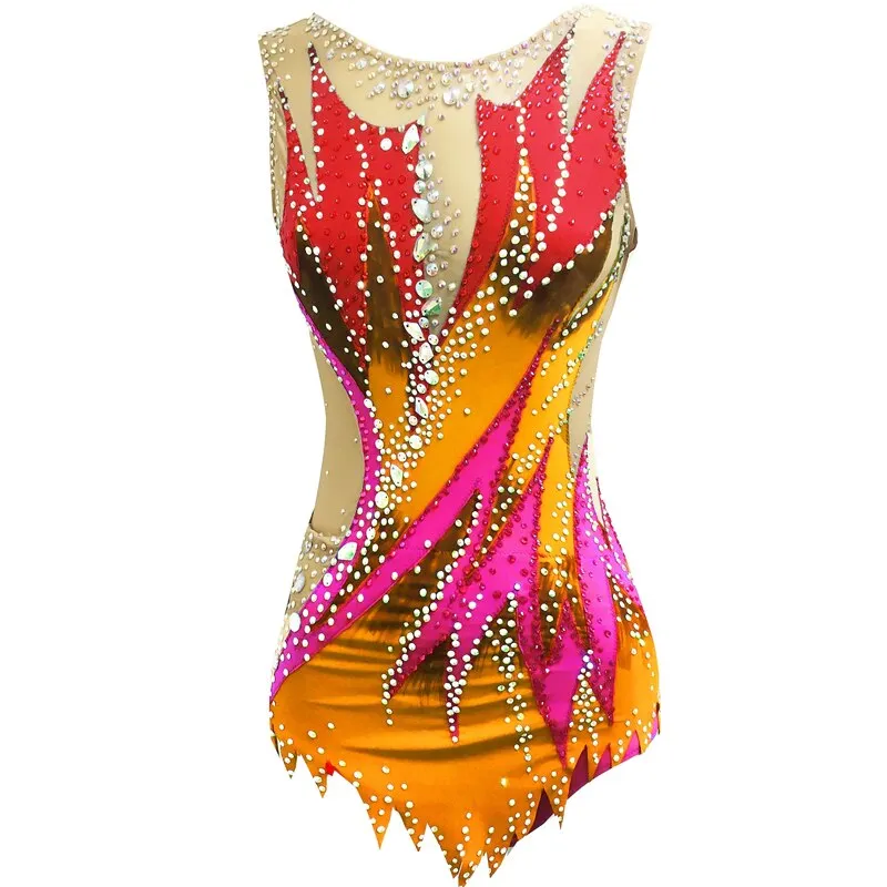 SK558 Adult -Childs Artistic Gymnastics Leotards - Jeweled- Sleeveless Figure Skating Dress