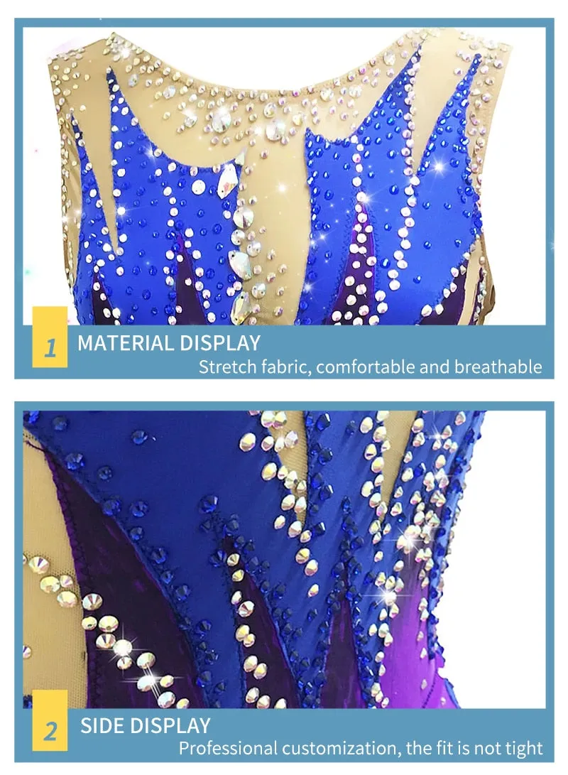 SK558 Adult -Childs Artistic Gymnastics Leotards - Jeweled- Sleeveless Figure Skating Dress
