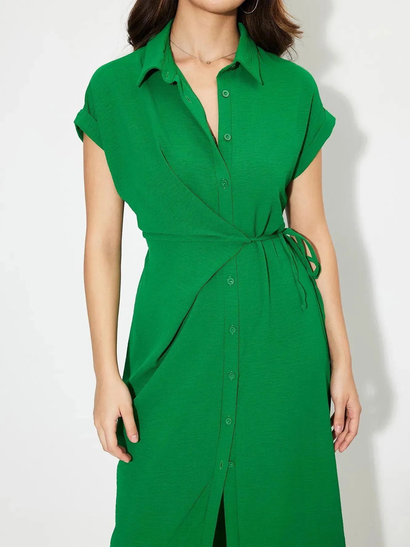 Split Hem Shirt Dress