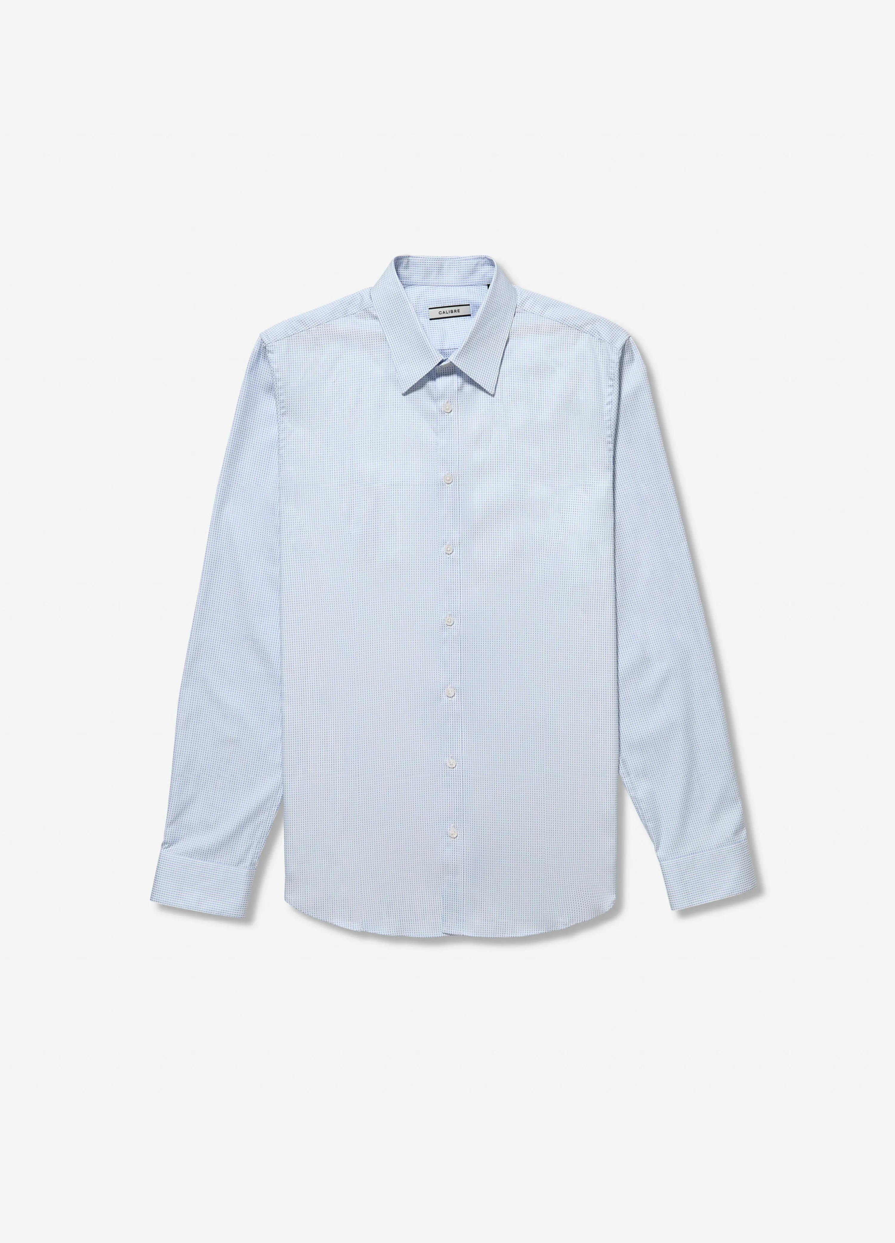 Tailored Fit Grid Jacquard Shirt Pale Blue