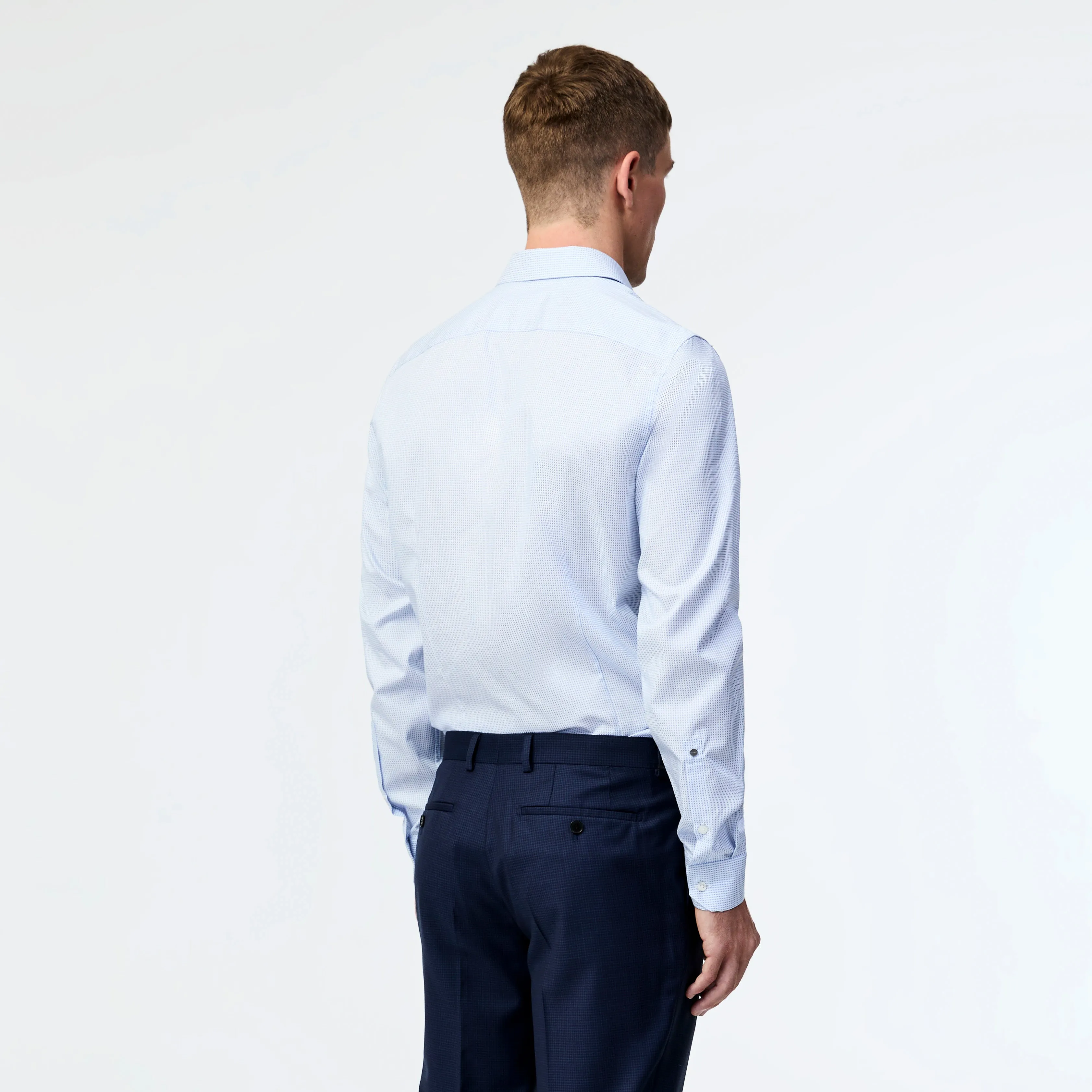 Tailored Fit Grid Jacquard Shirt Pale Blue