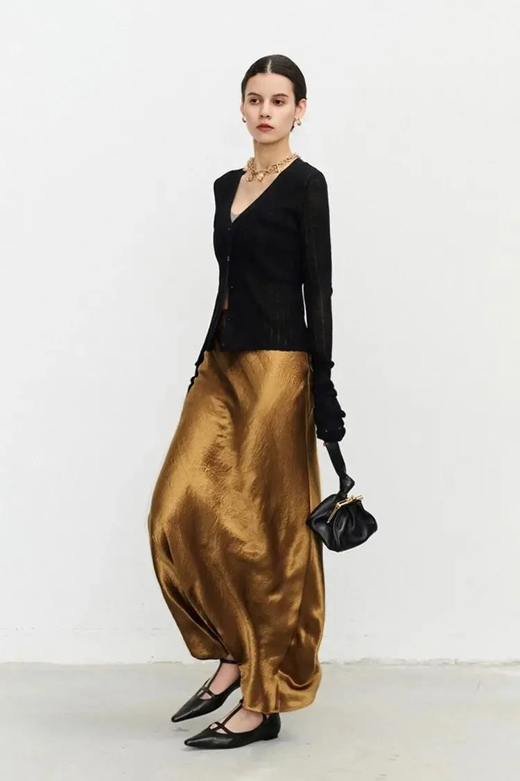Textured Triacetate Slip Satin Maxi Skirt