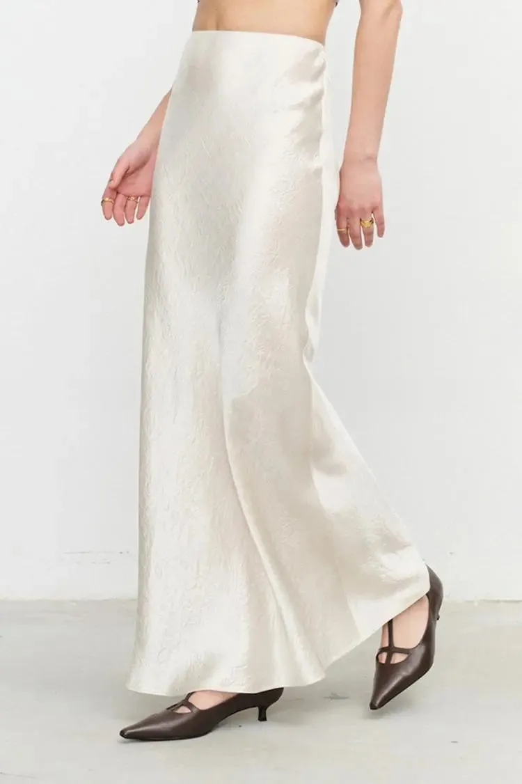 Textured Triacetate Slip Satin Maxi Skirt