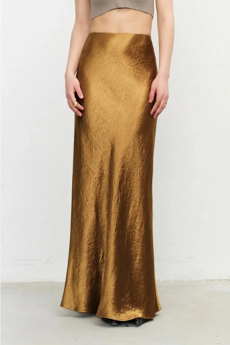 Textured Triacetate Slip Satin Maxi Skirt
