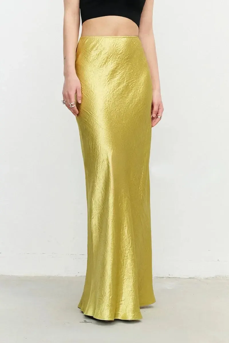 Textured Triacetate Slip Satin Maxi Skirt