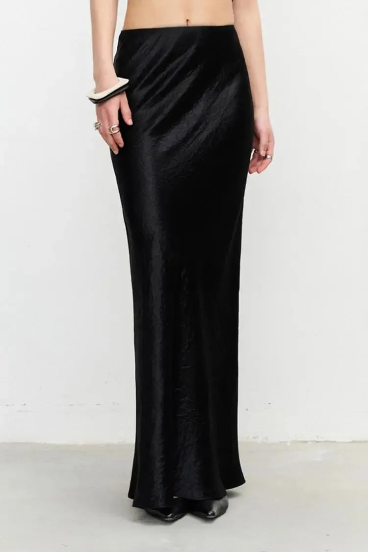 Textured Triacetate Slip Satin Maxi Skirt
