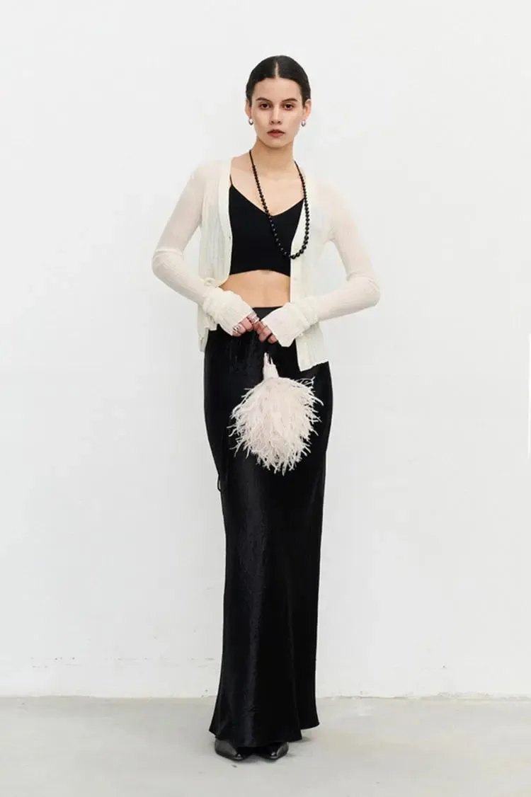 Textured Triacetate Slip Satin Maxi Skirt