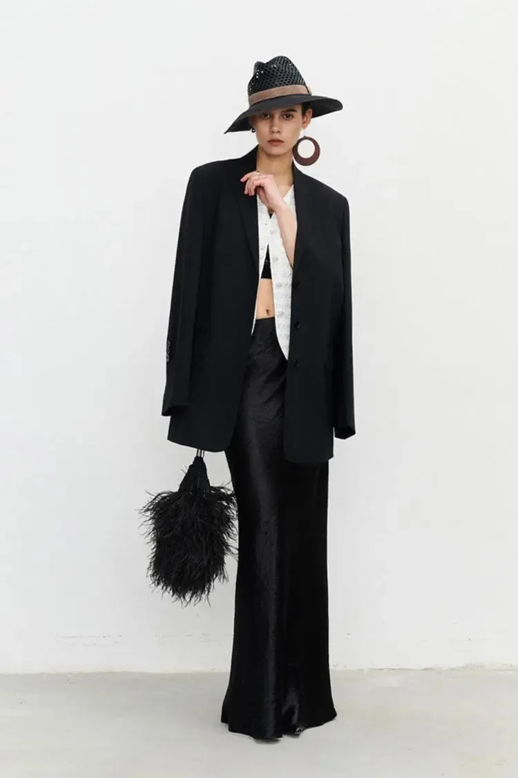 Textured Triacetate Slip Satin Maxi Skirt