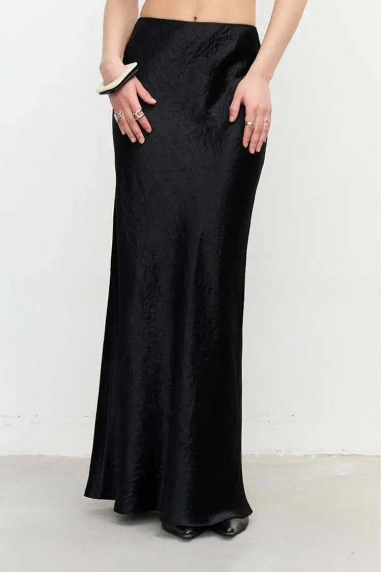Textured Triacetate Slip Satin Maxi Skirt