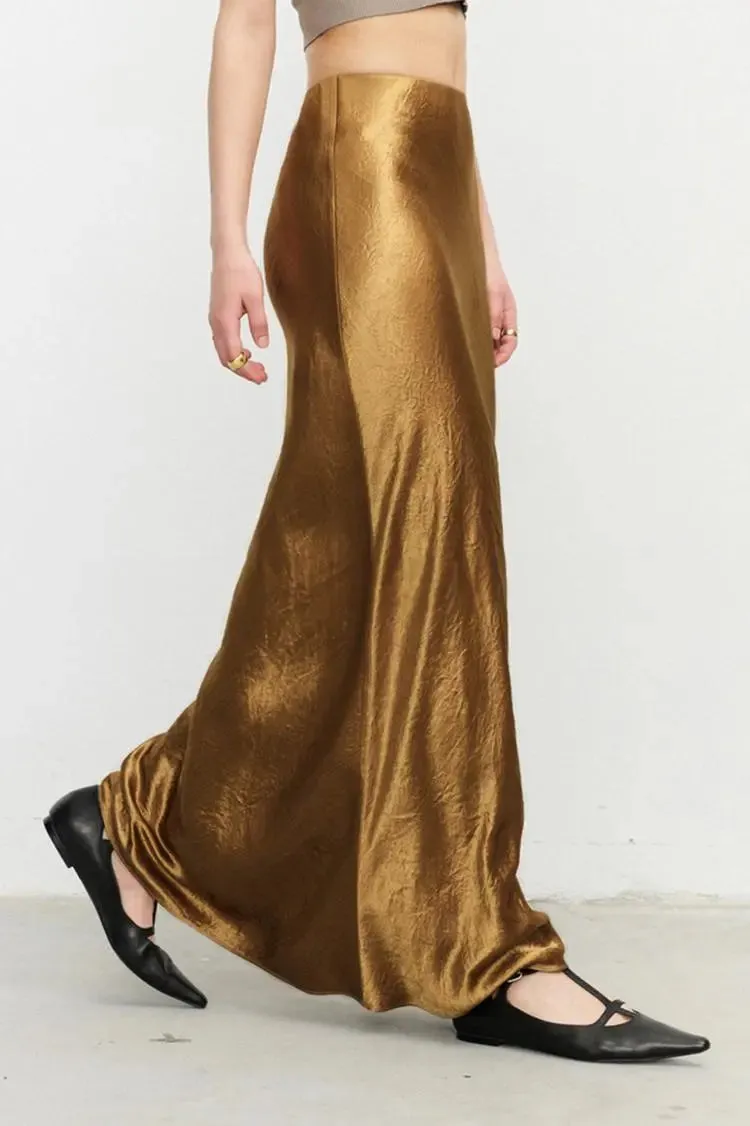 Textured Triacetate Slip Satin Maxi Skirt