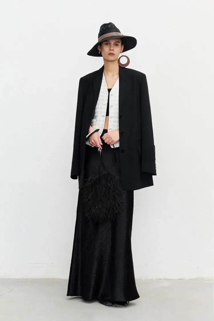 Textured Triacetate Slip Satin Maxi Skirt