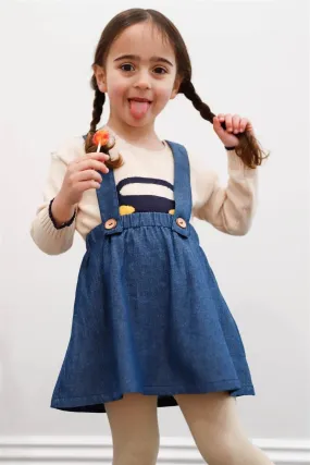 Toddler Girls Indigo Cotton Denim Crisscross Back Suspender Skirt /1-2-1