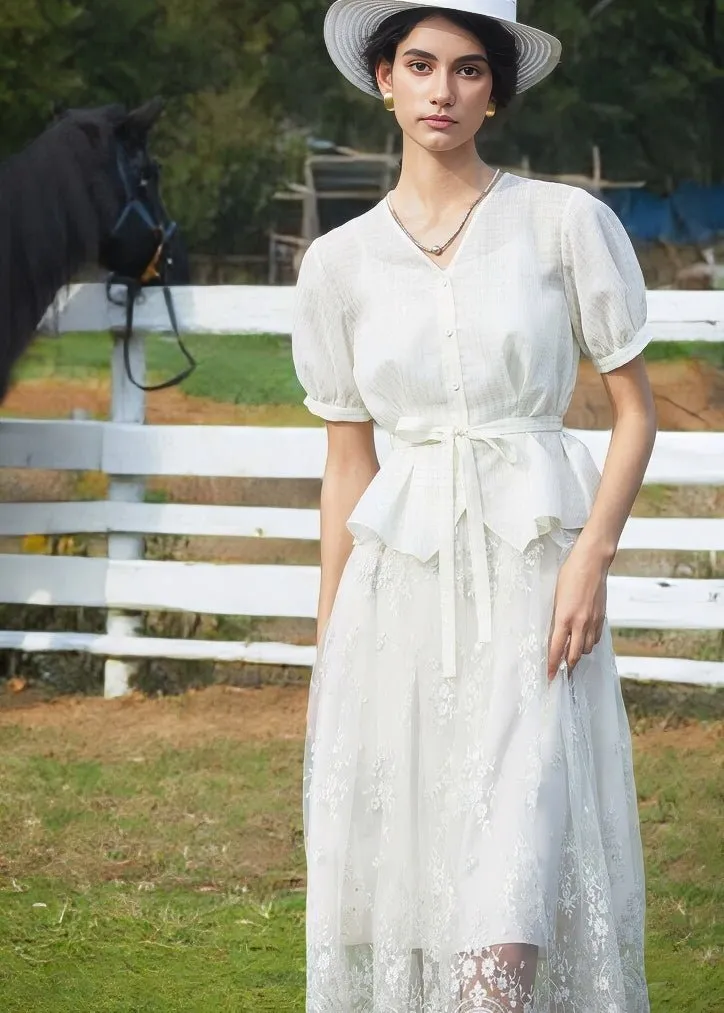 V-NECK EMBROIDERED DRESS SET