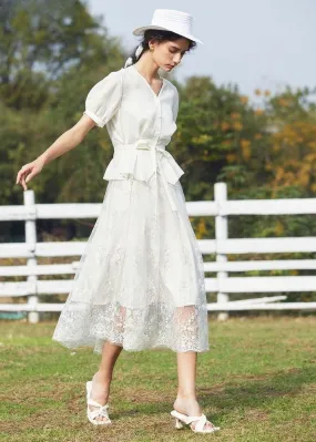 V-NECK EMBROIDERED DRESS SET