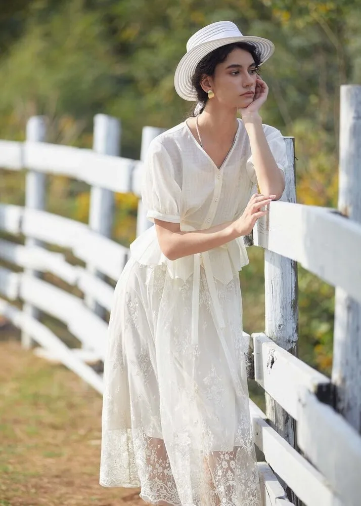 V-NECK EMBROIDERED DRESS SET