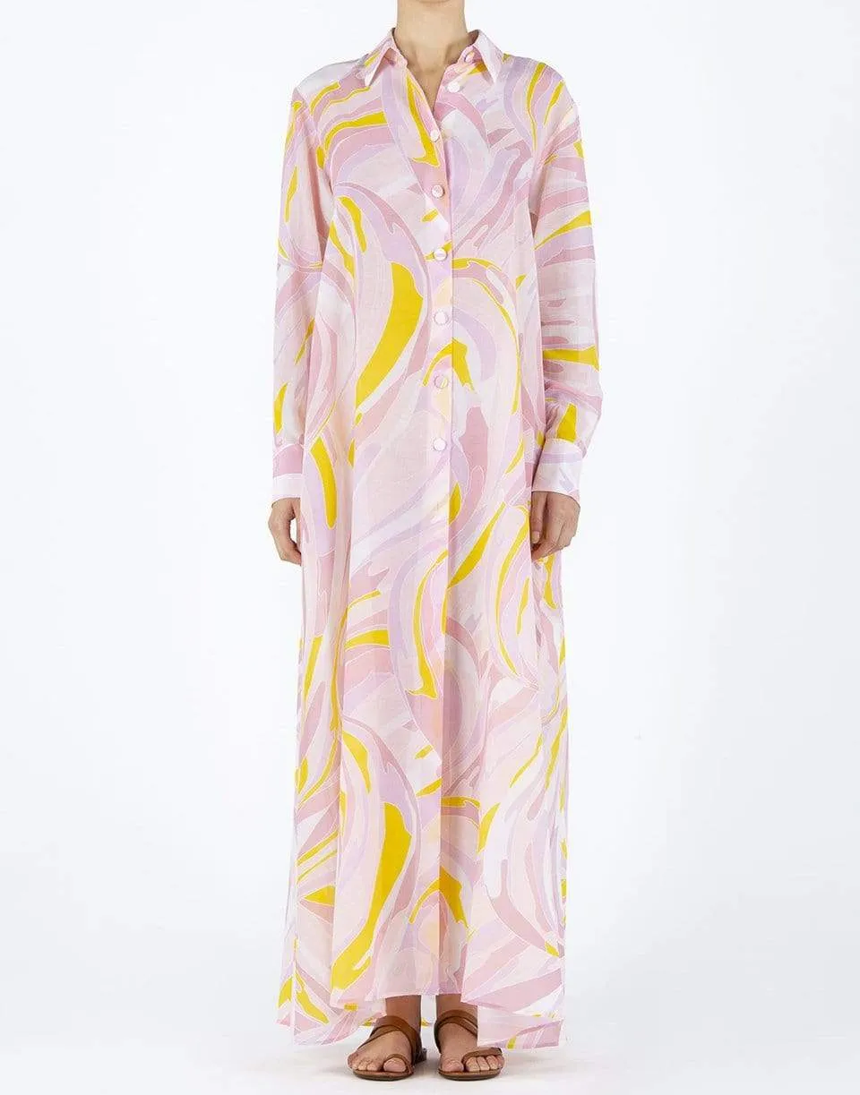 Vetrate Print Maxi Shirt Dress