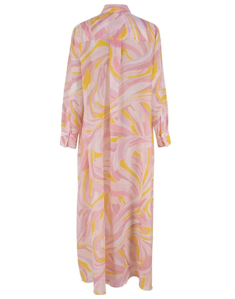 Vetrate Print Maxi Shirt Dress