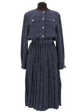 Vintage Berkertex Navy & White Spot Belted Dress