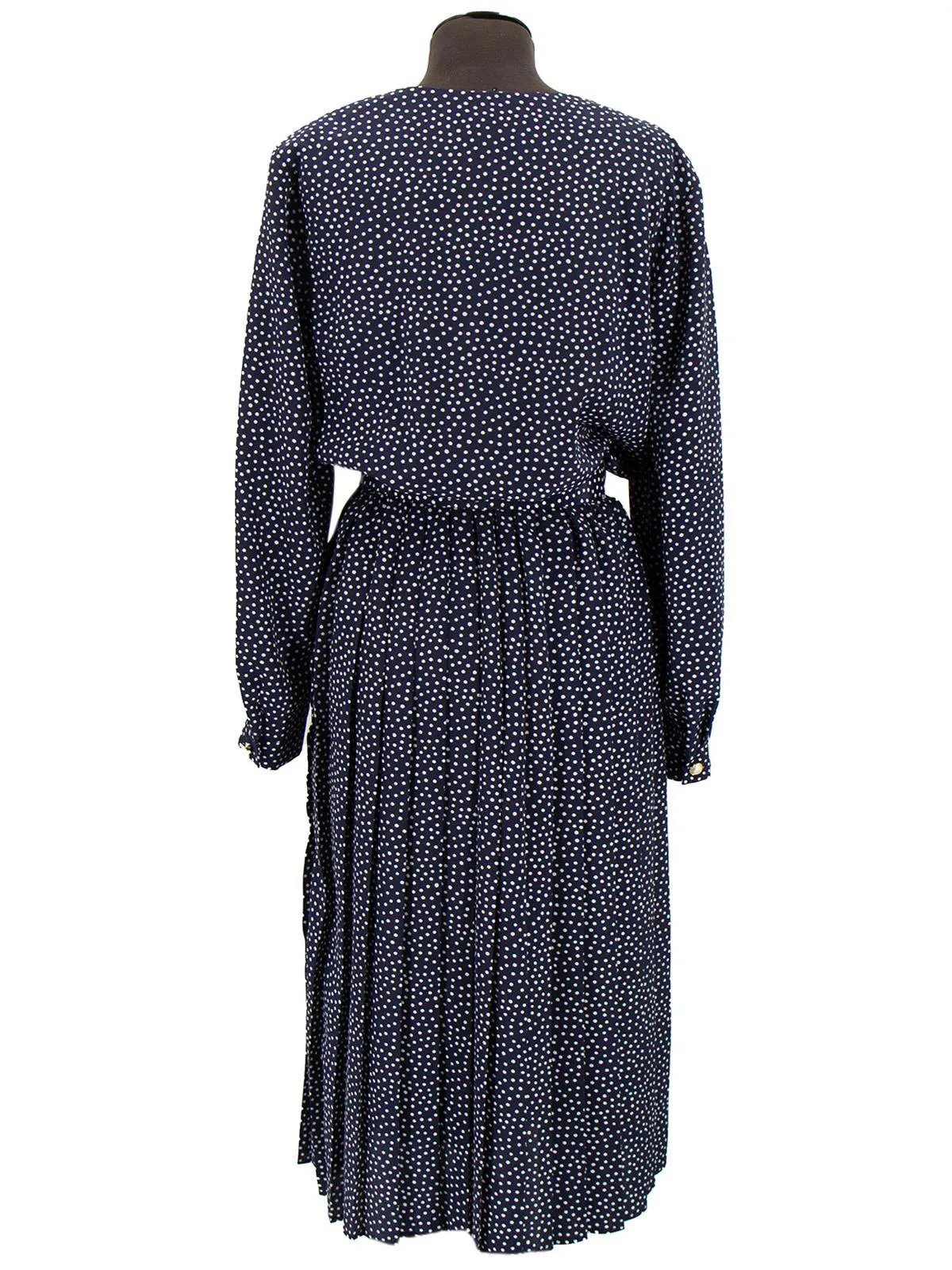 Vintage Berkertex Navy & White Spot Belted Dress