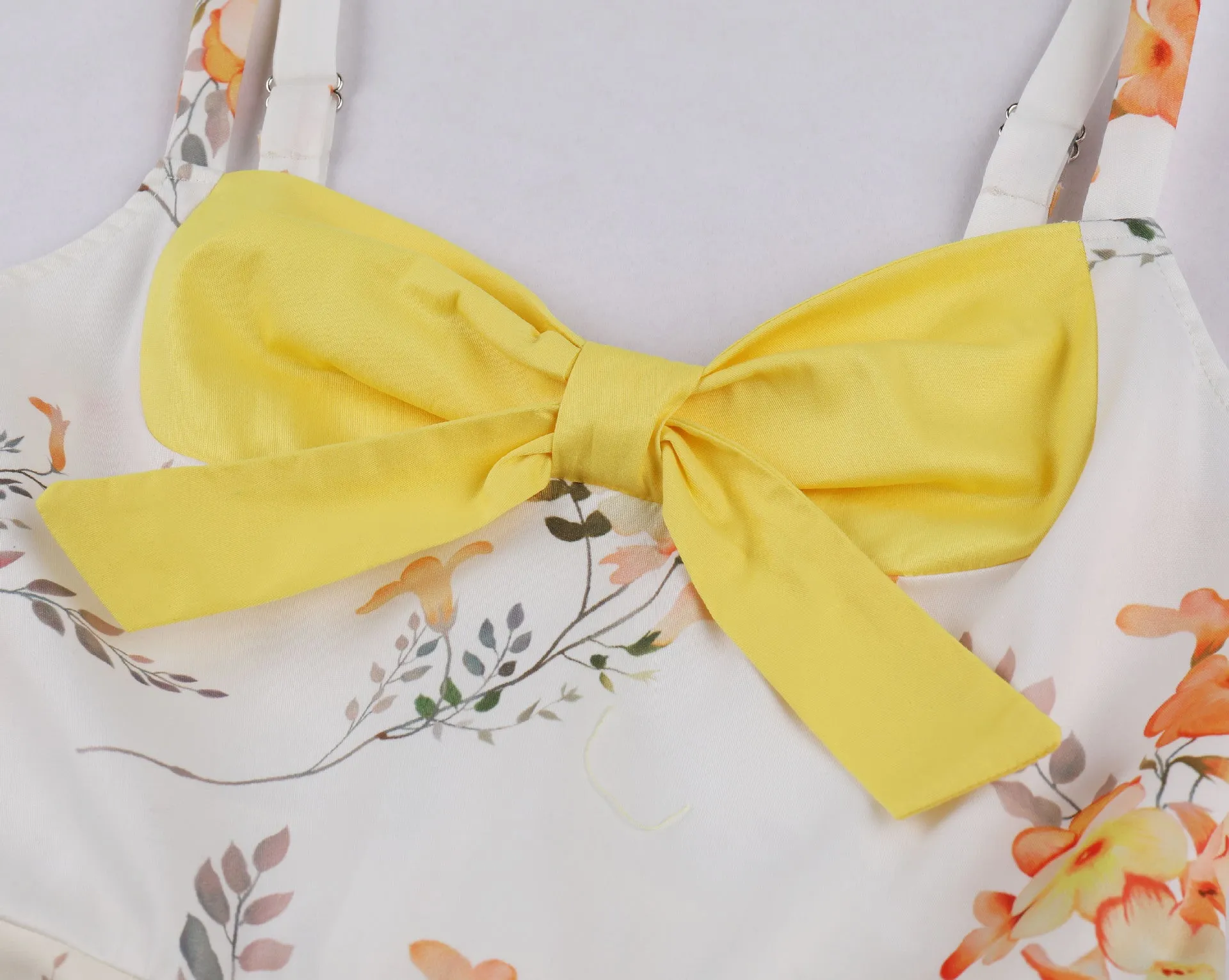 Vintage Floral Cocktail Dress Bowknot Retro 1950s Vintage Dress