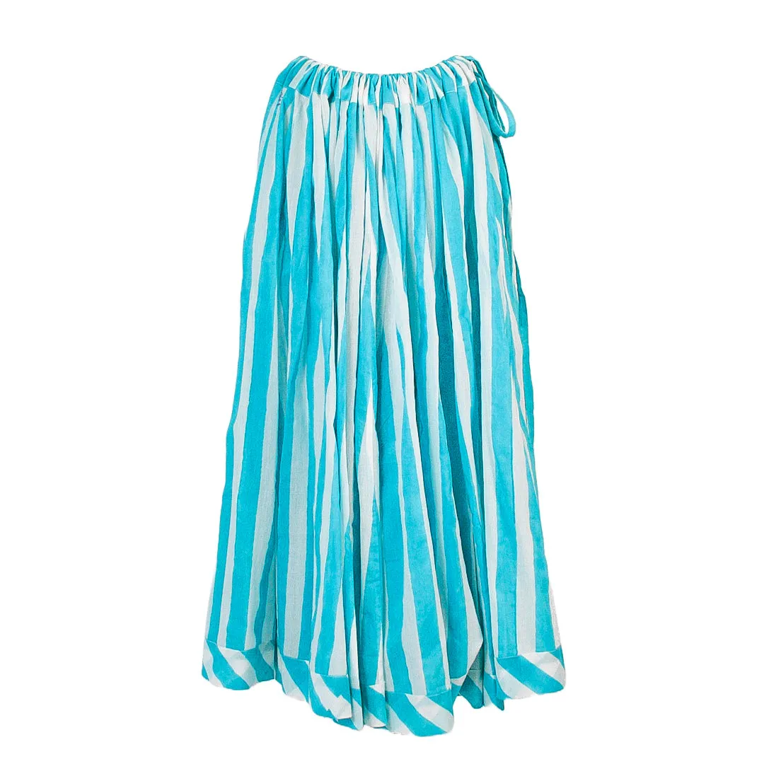 Vivian Skirt in Turquoise and White Cabana Stripe