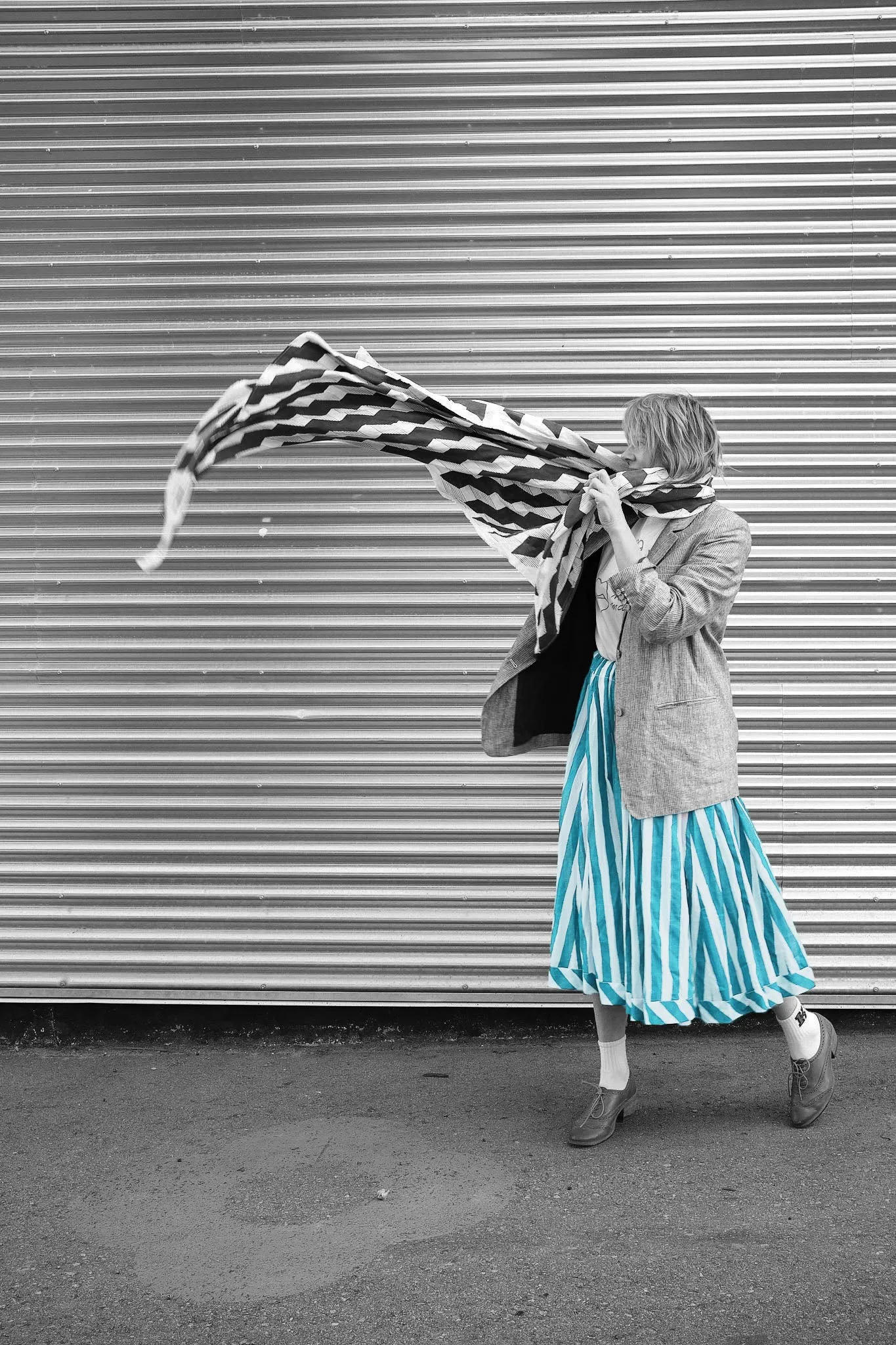 Vivian Skirt in Turquoise and White Cabana Stripe