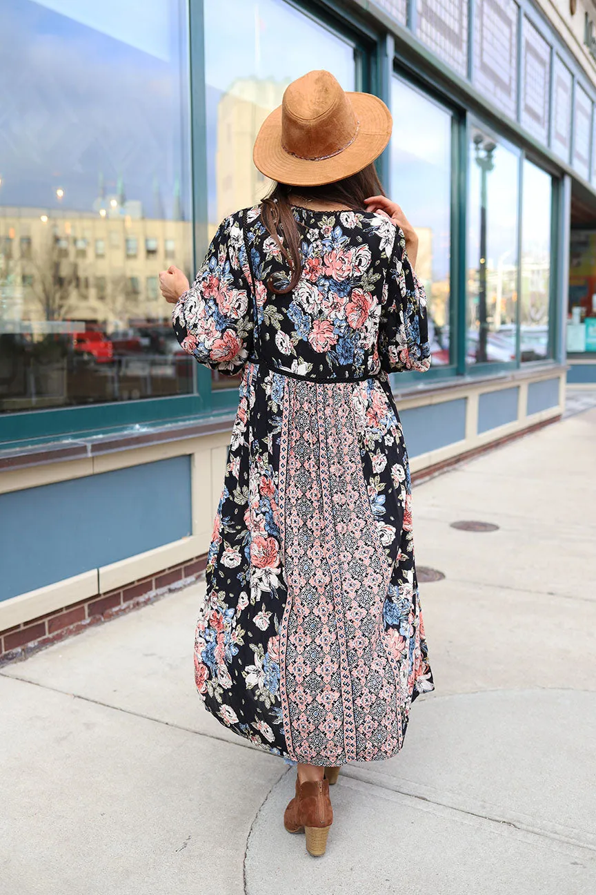 Wallflower Mixed Floral Boho Duster Kimono