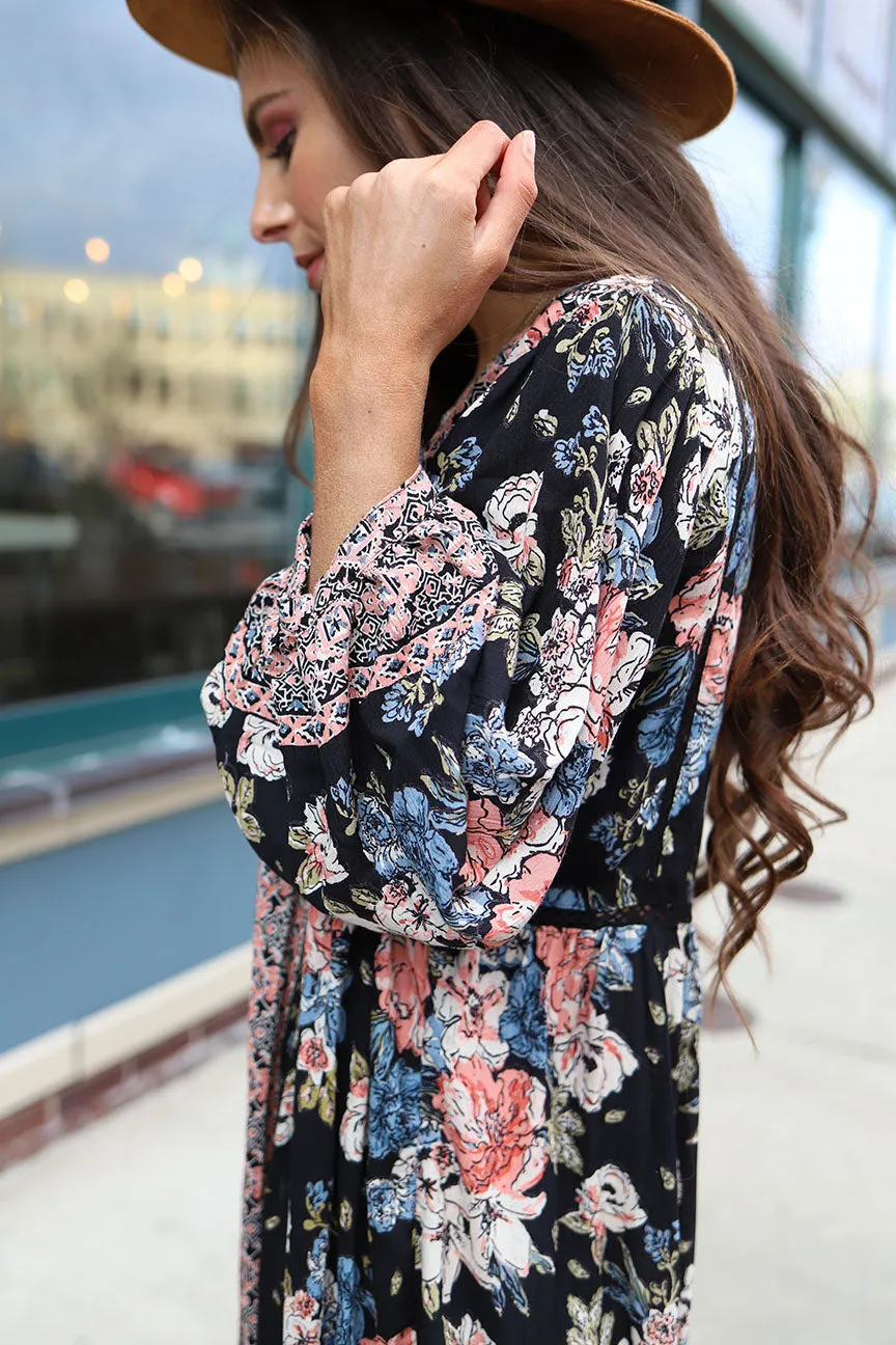 Wallflower Mixed Floral Boho Duster Kimono