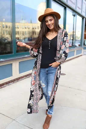 Wallflower Mixed Floral Boho Duster Kimono