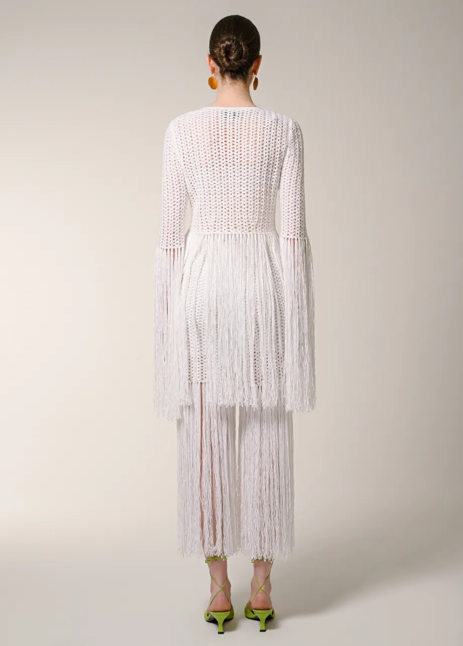 White Fringe Top