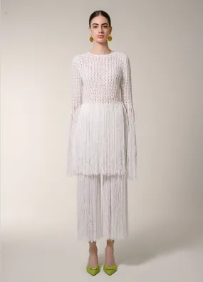 White Fringe Top