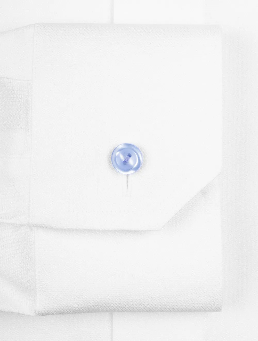 White Semi-Twill Contrast Button Slim Fit Shirt