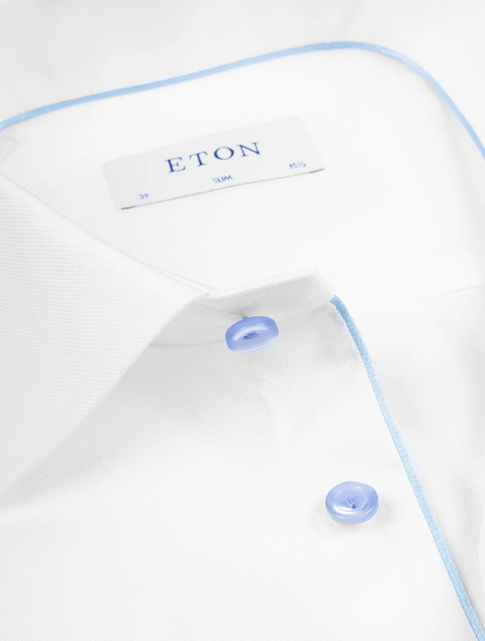 White Semi-Twill Contrast Button Slim Fit Shirt