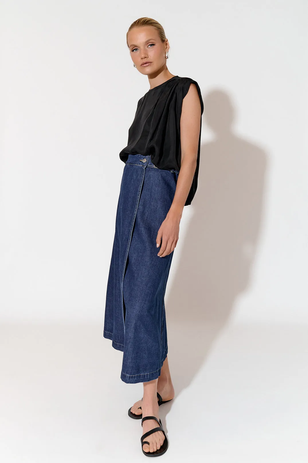 WRAP DENIM SKIRT
