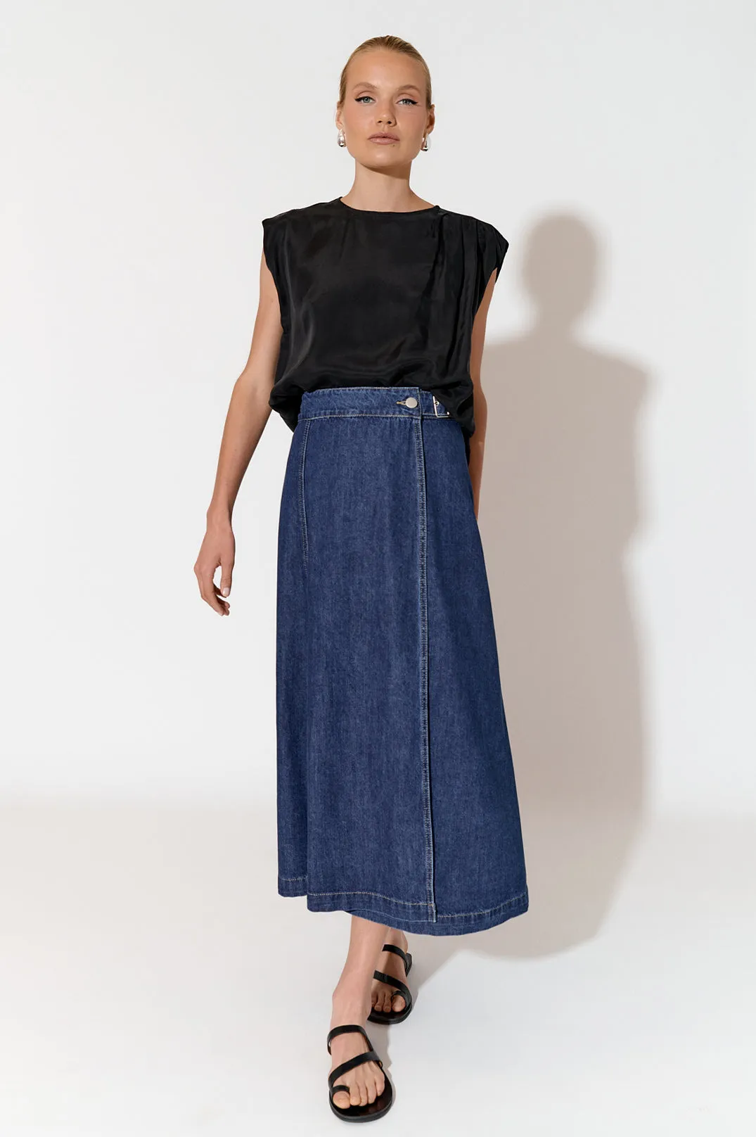 WRAP DENIM SKIRT