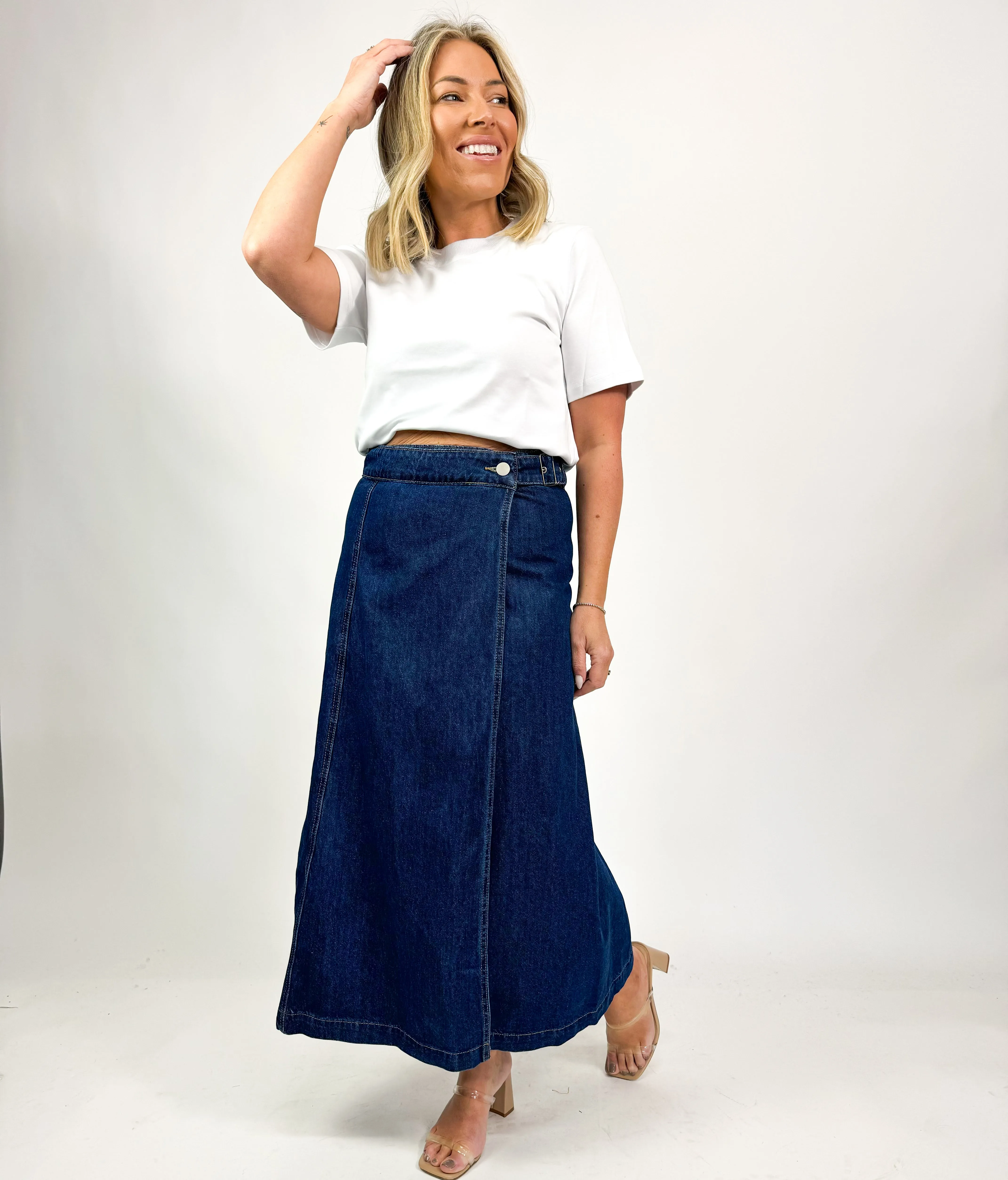 WRAP DENIM SKIRT