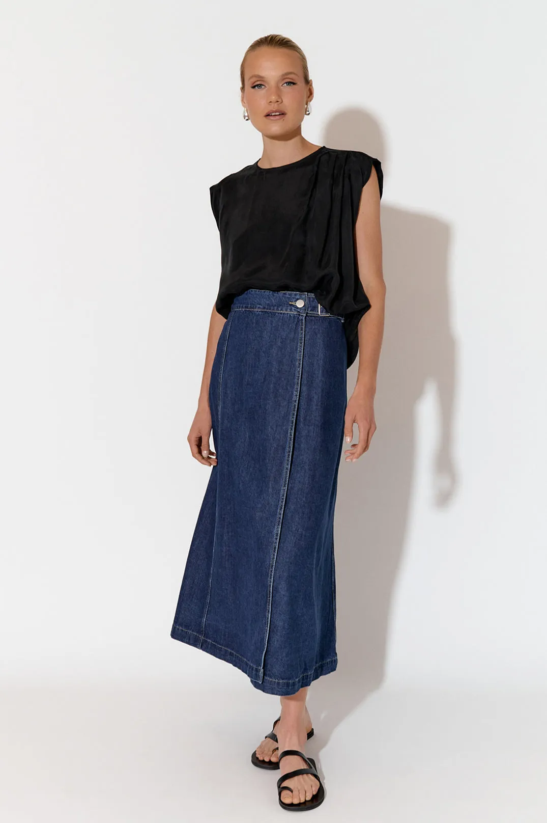 WRAP DENIM SKIRT
