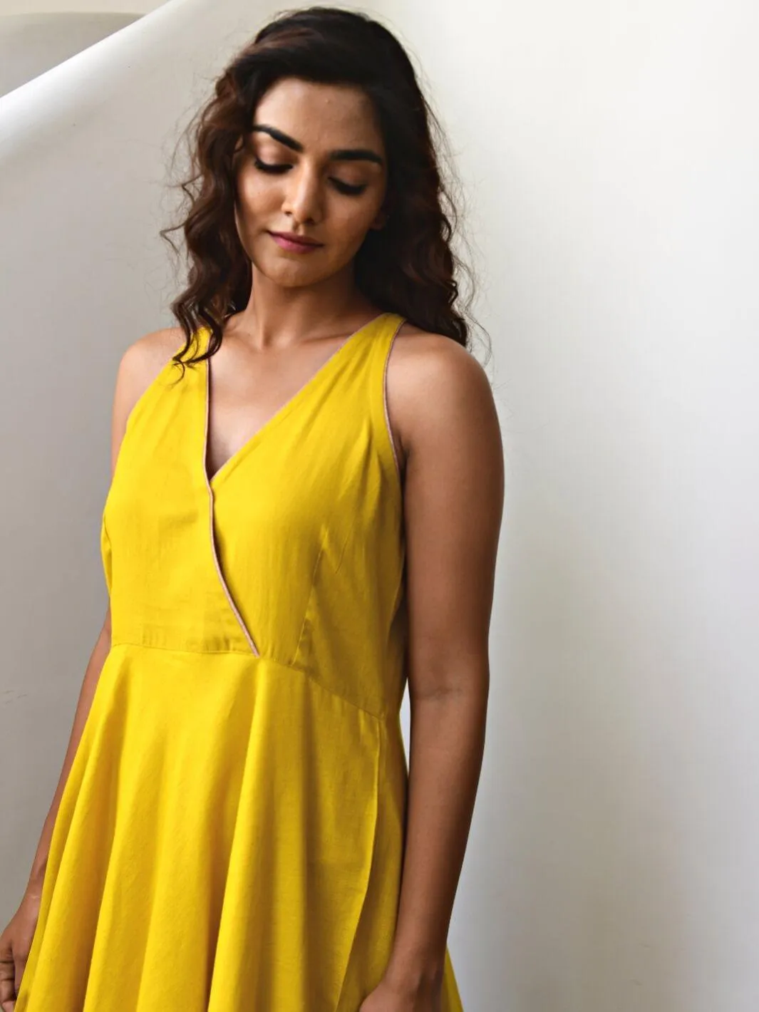 Yellow Sleeveless Cotton Maxi Dress